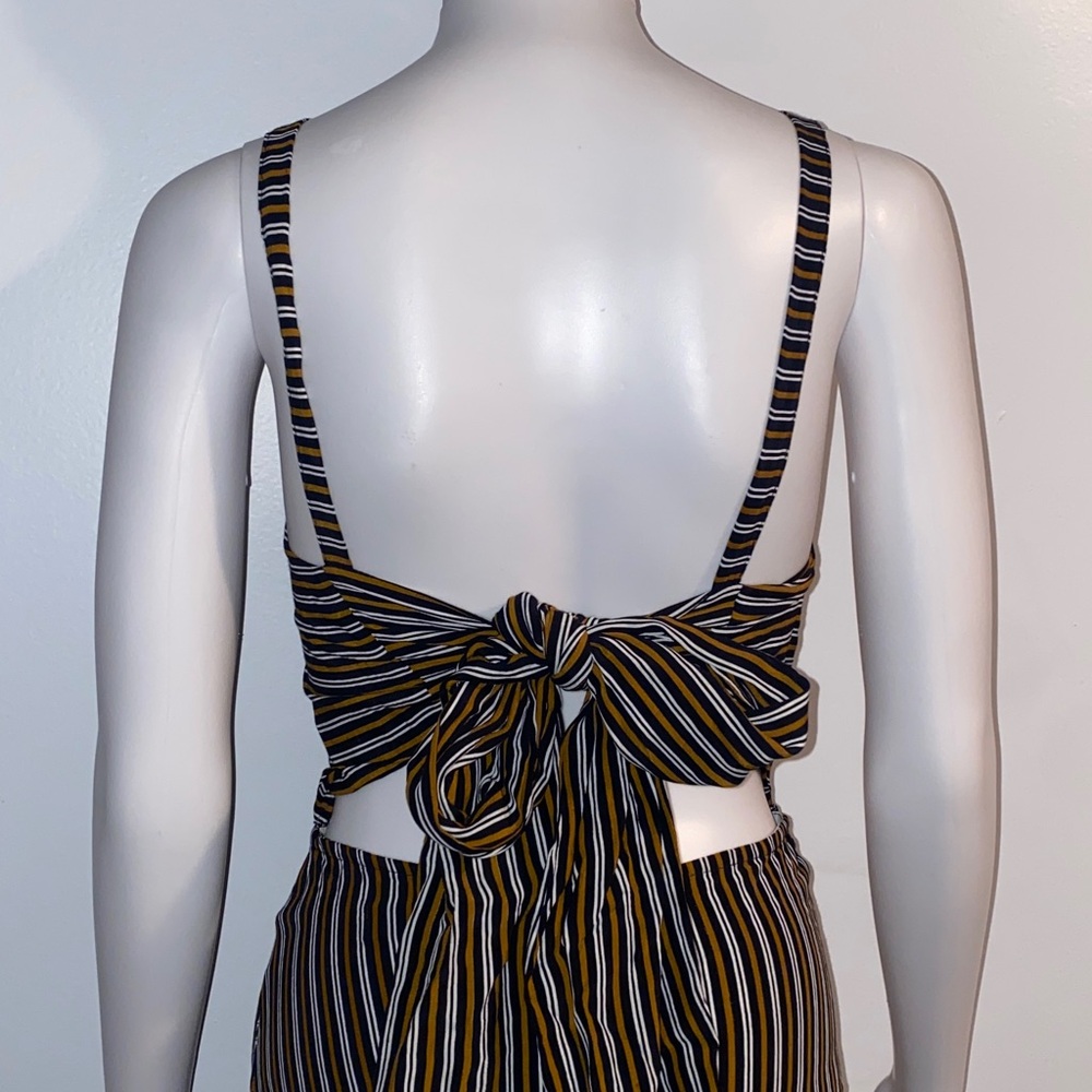 Faithfull the Brand Striped Midi Dress - Black, White, Brown